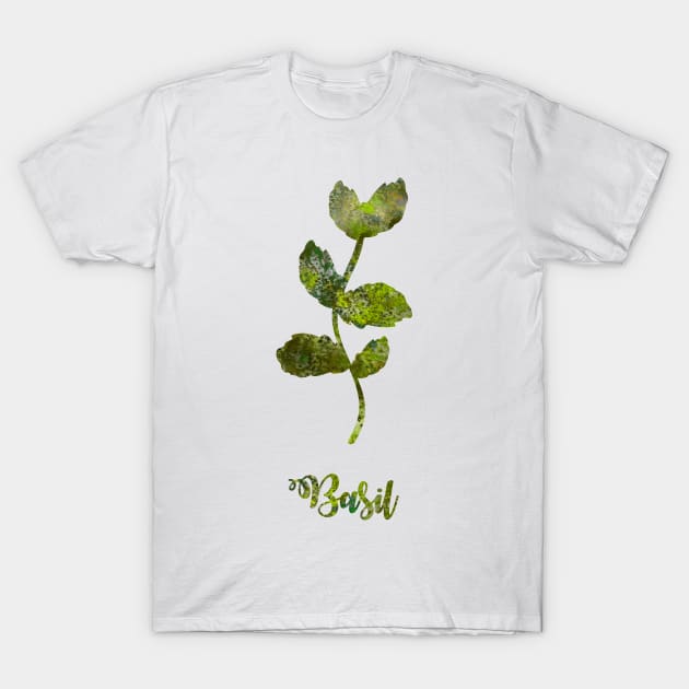 Basil Watercolor Painting T-Shirt by Miao Miao Design